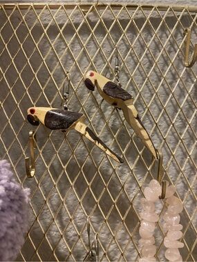 Wooden Parrot Bird Earrings